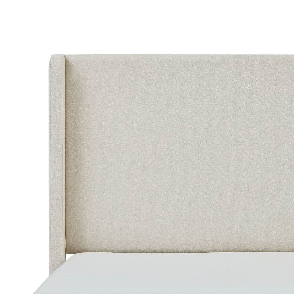 Carmen - King Size Upholstered Wingback Bed - Ivory