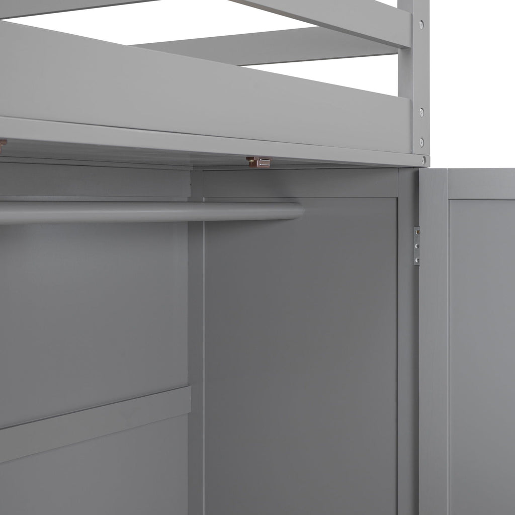 Loft Bed With Drawers, Desk, And Wardrobe