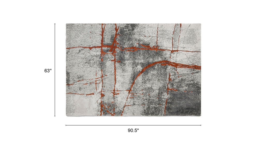 Quarry - 5' X 6.5' Abstract Area Rug - Gray / Orange