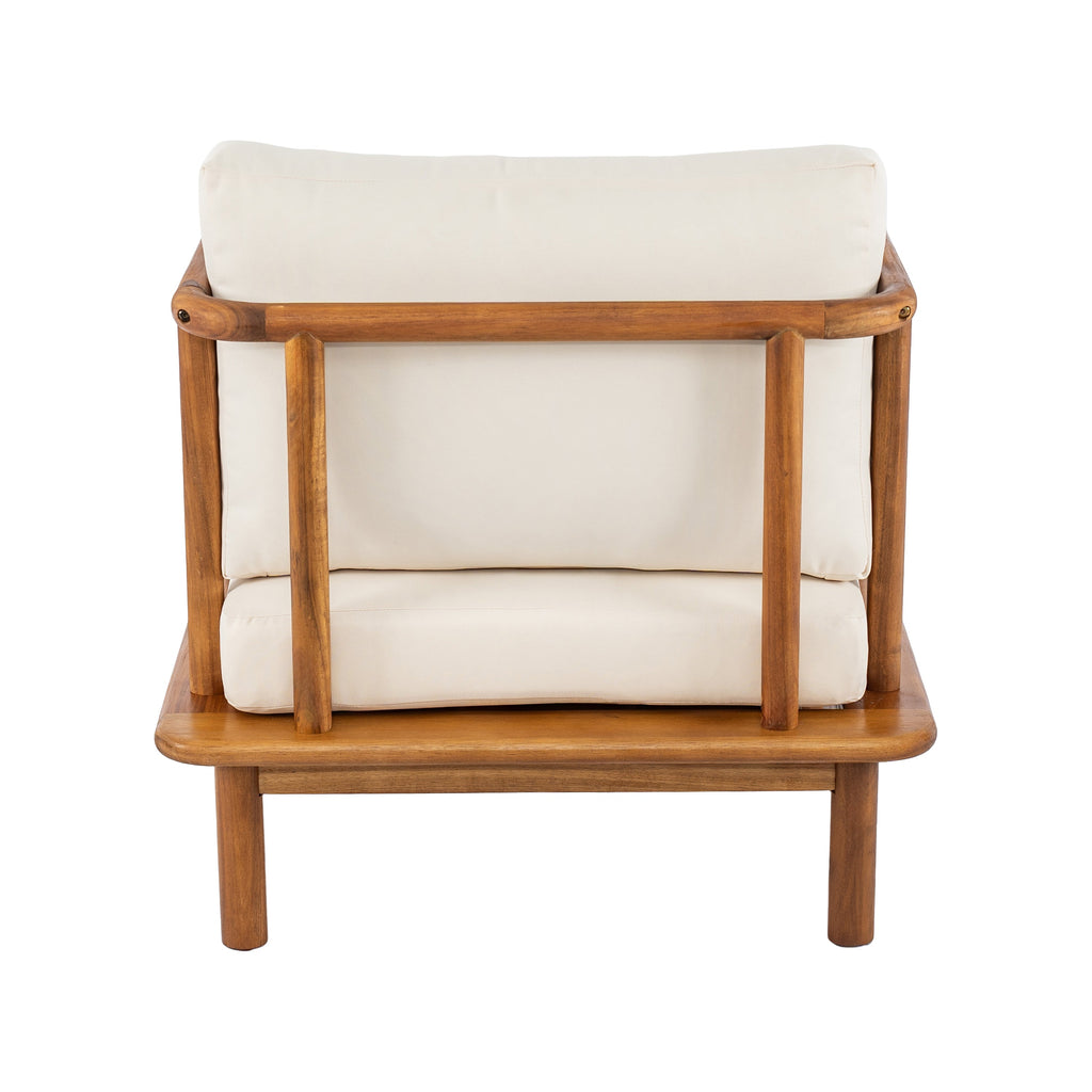Canape 4-Pieces Acacia Conversation Set with Cream Cushion, Teak