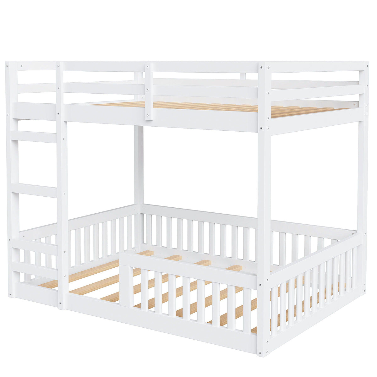 Stylish Bunk Bed With Ladder And Guardrails