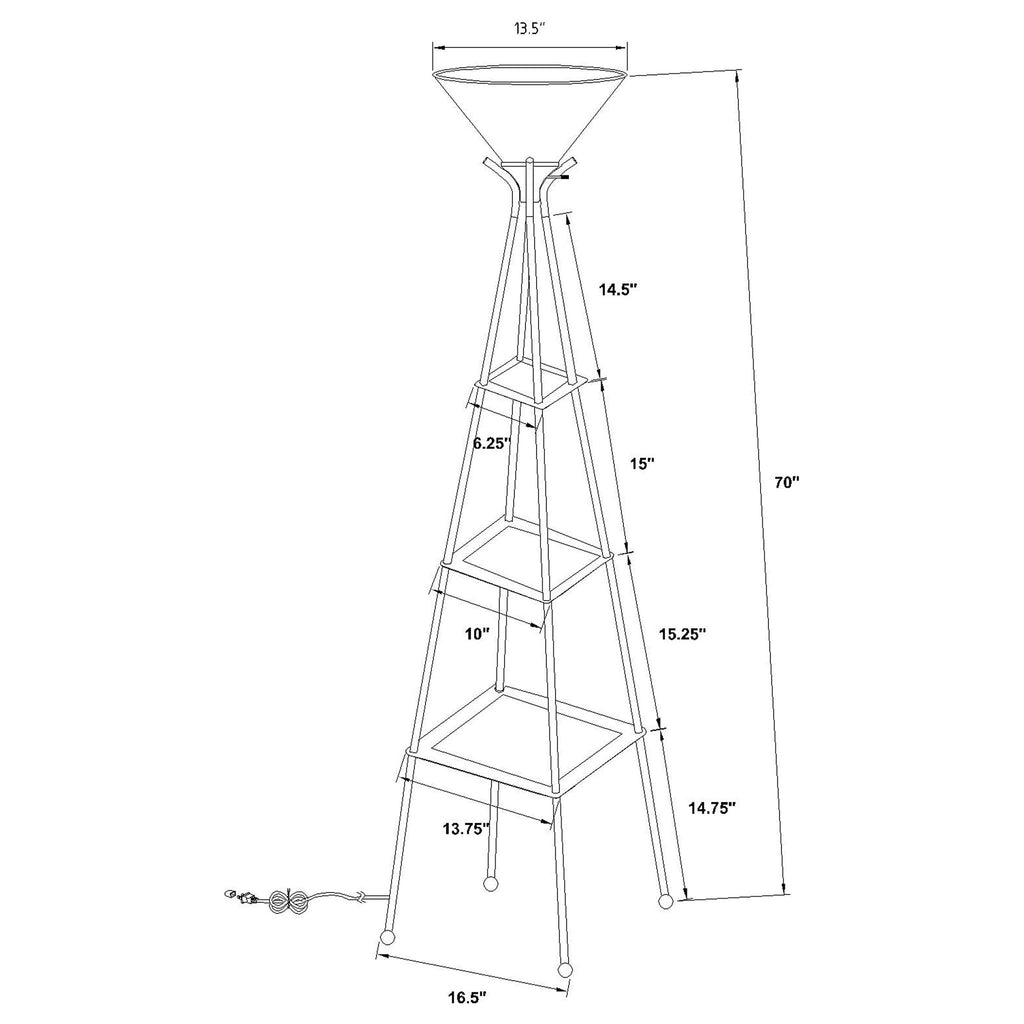 Sentinel - 3 Shelf Frosted Torchiere Floor Lamp With Shelves - Black