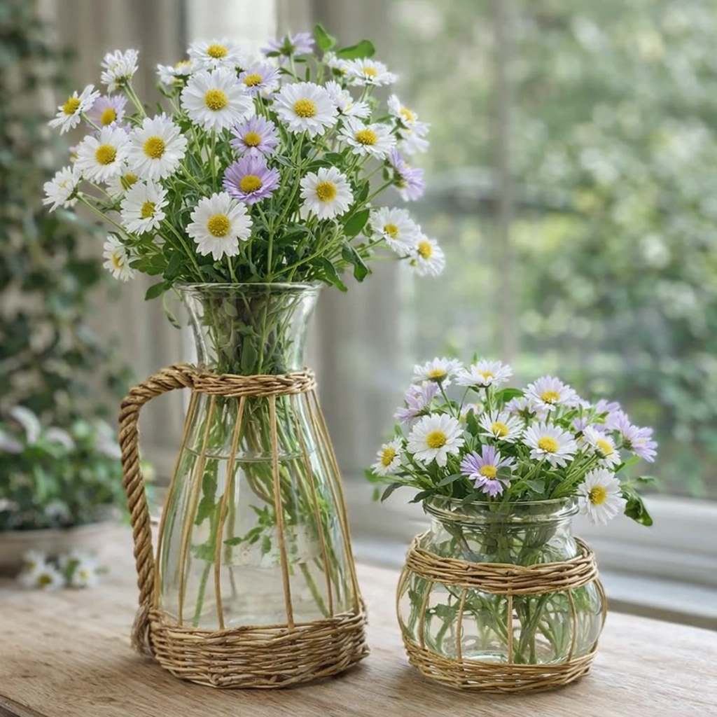 WILLOW WRAPPED GLASS PITCHER