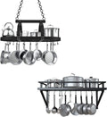 Ceiling Pot Rack 34-Inch Hanging Pot Rack for Kitchen 24 Inch Kitchen Pot Pan Rack Wall Mounted, KUR221S85-BK+KUR215S60-BK-NEW