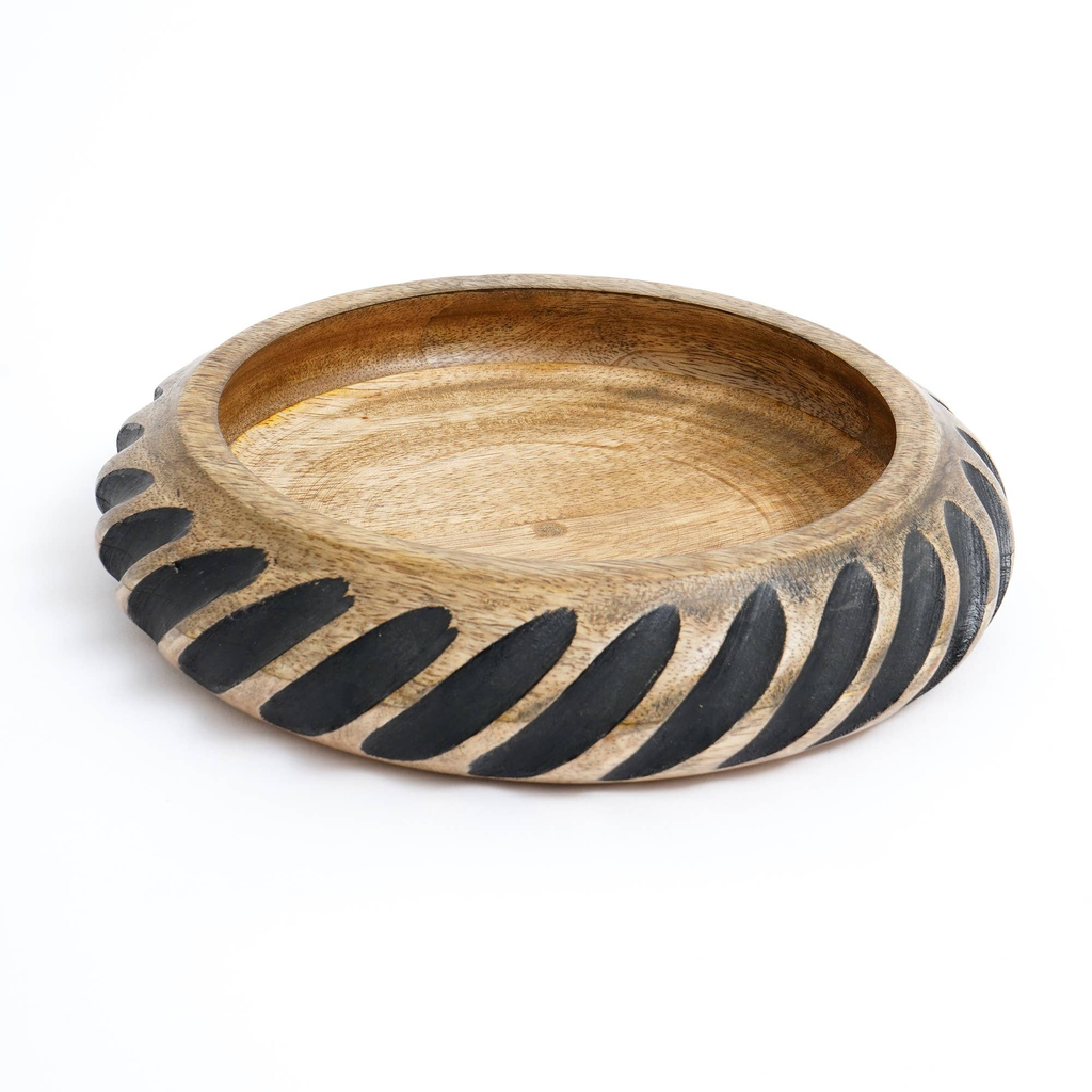 Handmade Wooden Bowl with Black Filler – Unique Artisan Craft