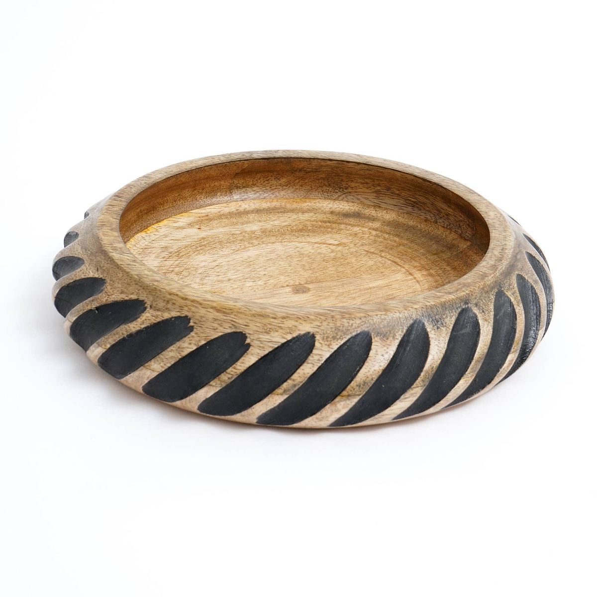 Handmade Wooden Bowl with Black Filler – Unique Artisan Craft