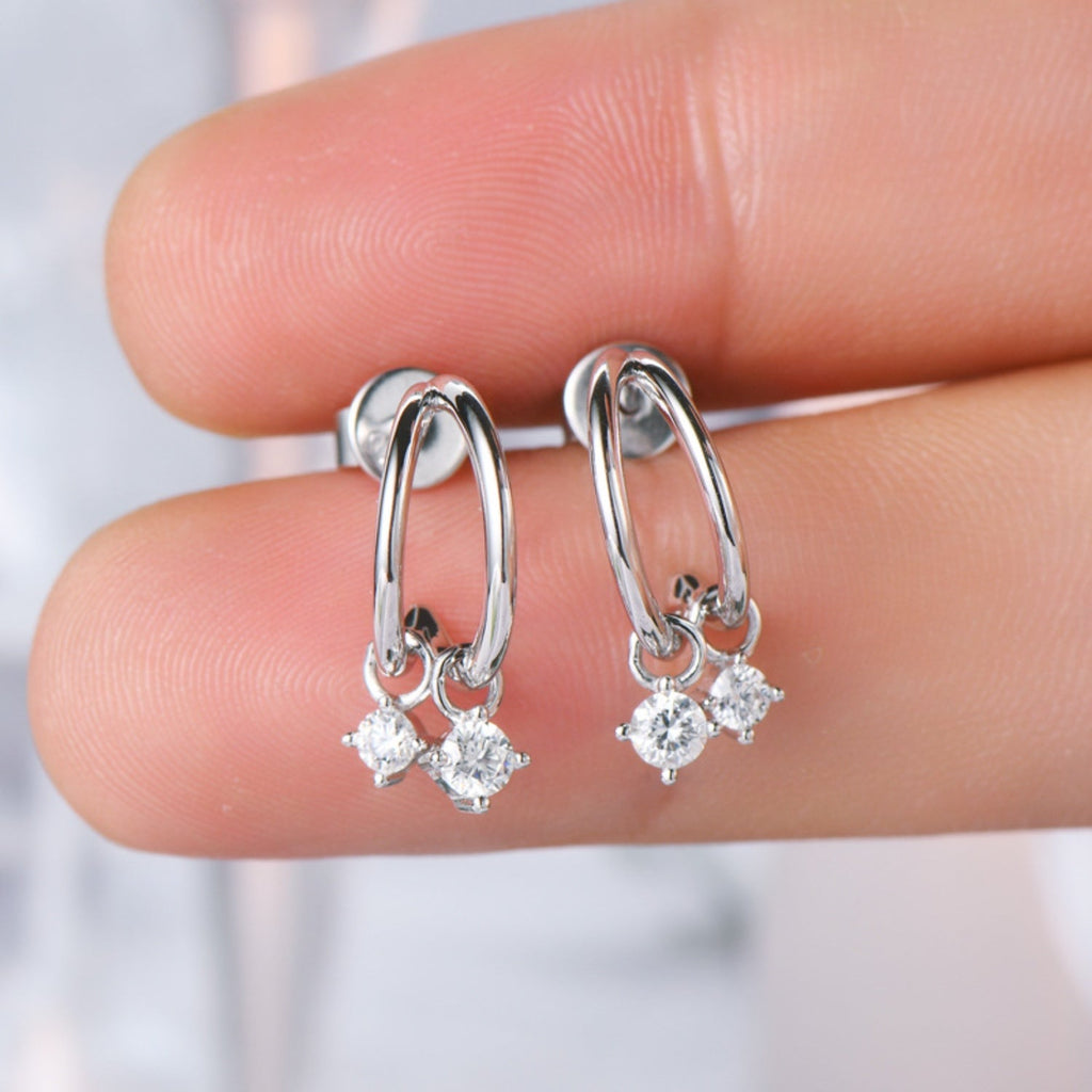 Platinum-Plated Pure Sterling Silver Sparkala™ C-Hoop Earrings