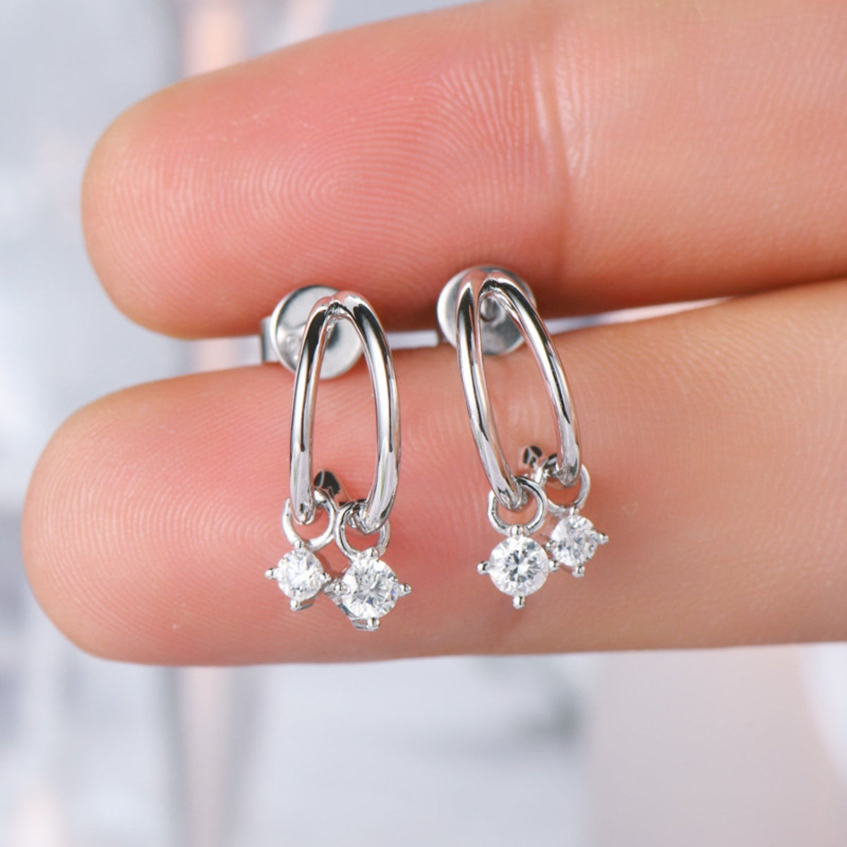 Platinum-Plated Pure Sterling Silver Sparkala™ C-Hoop Earrings