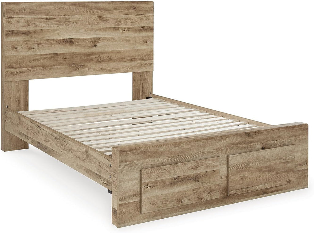 Signature Design by Ashley Hyanna Rustic 2-Drawer Full Panel Platform Storage Bed, Foundation or Box Spring Not Needed, Light Brown