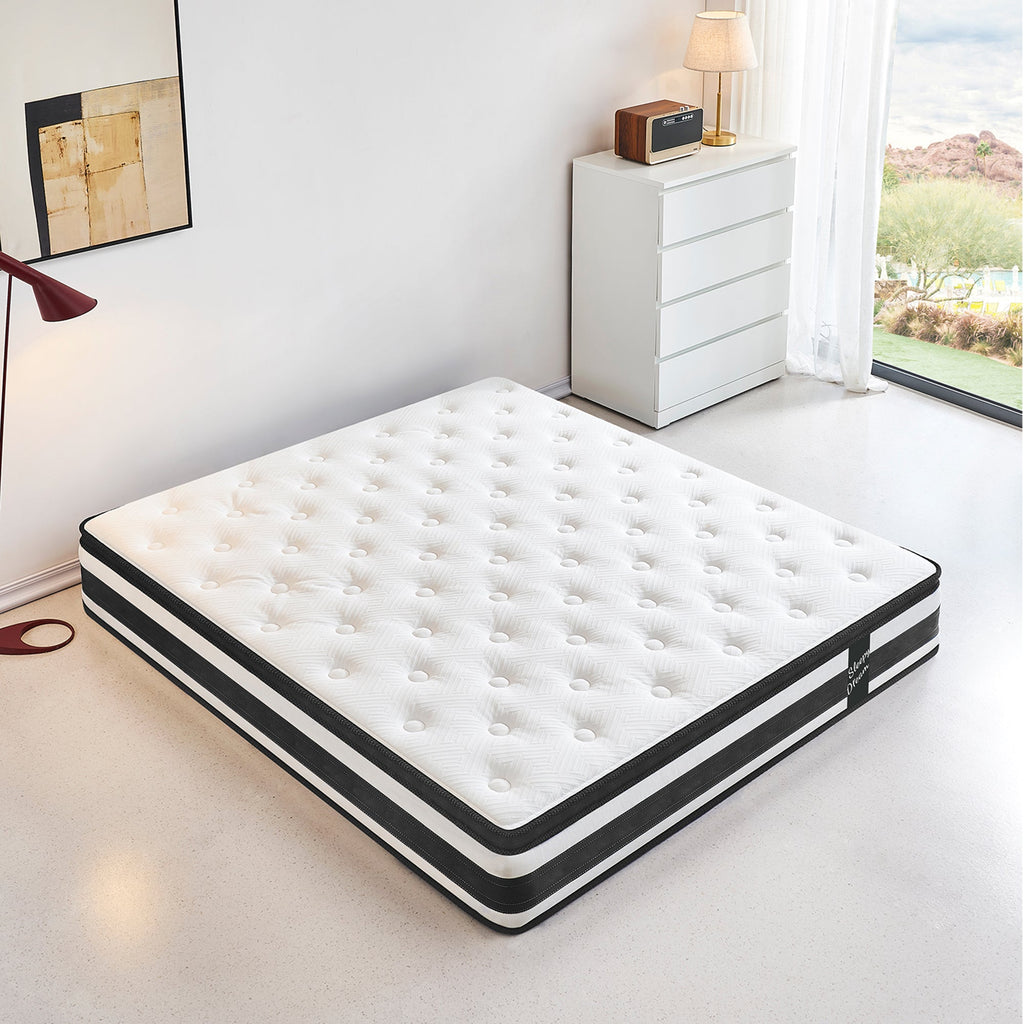 Full Size Hybrid Mattress Breathable Cool Knitted Fabric Cover