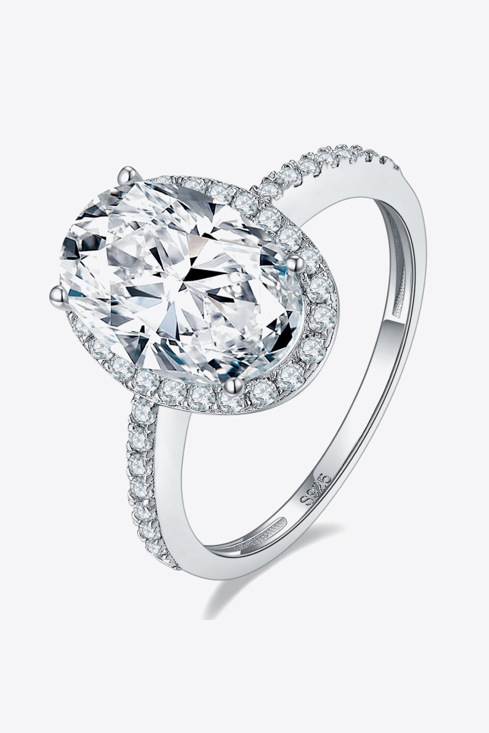 4.5 Carat Oval-Cut Sparkala™ Halo Ring (Platinum Over Pure Sterling Silver)