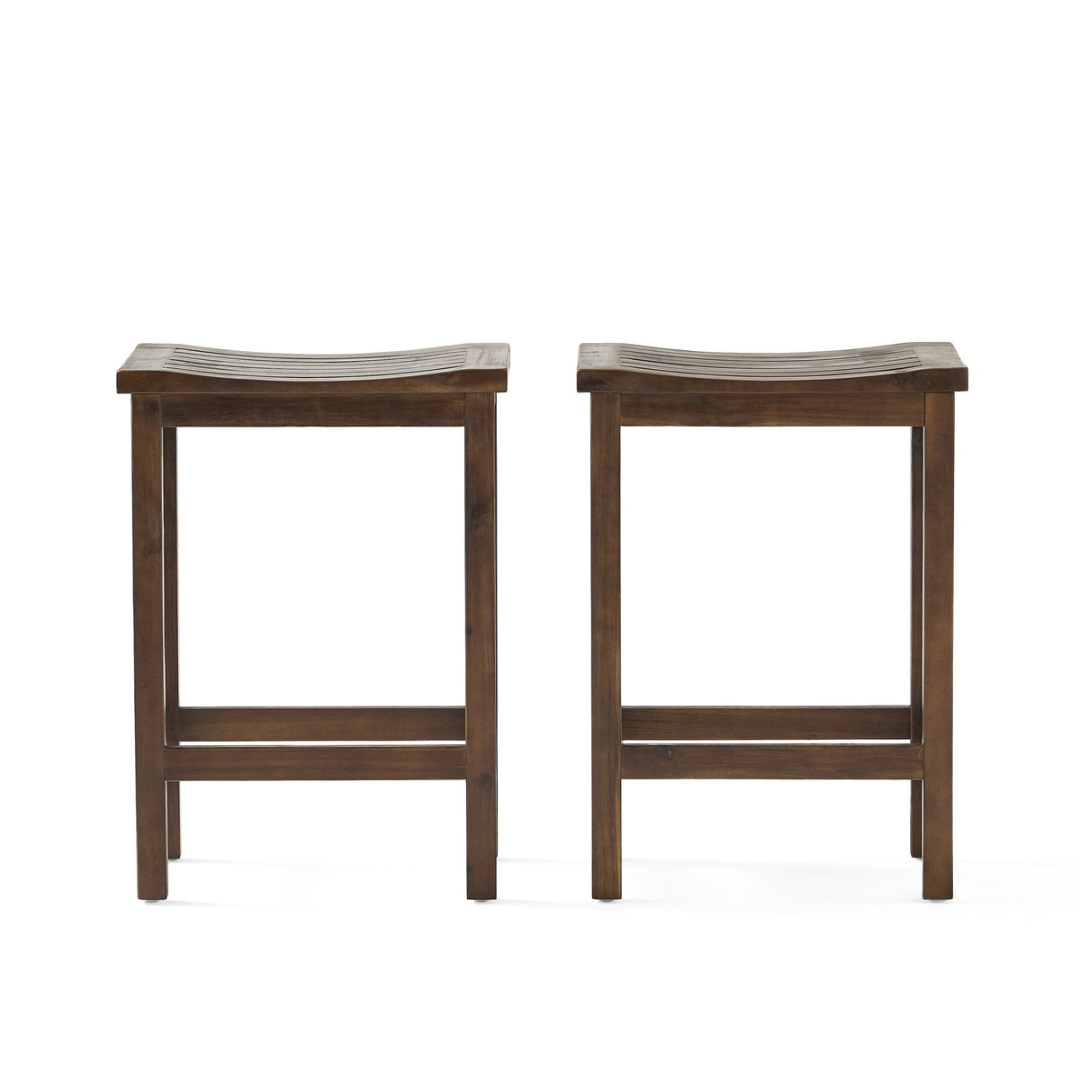 Outdoor Acacia Wood Counter Height Barstool Set of 2