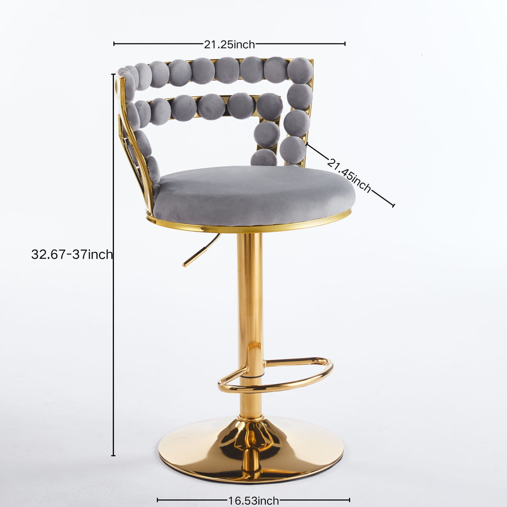 Modern Bar Chair With Iron Tube Legs, Soft Cushions And Comfortable Backrest (Set of 2)