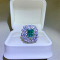 3 Carat Green Emerald-Cut Sparkala™ Pure Sterling Silver Ring