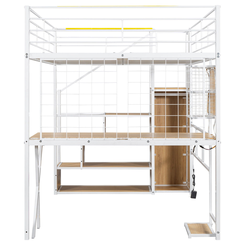 Loft Bed With Built In Work Station, Wardrobe, Storage Staircase And LED