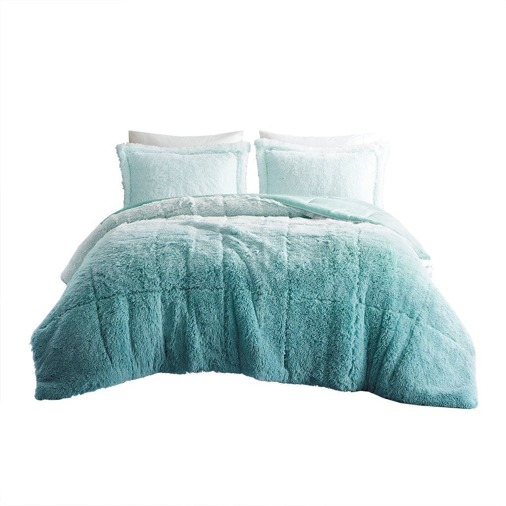 King Ombre Shaggy Long Fur Comforter Mini Set