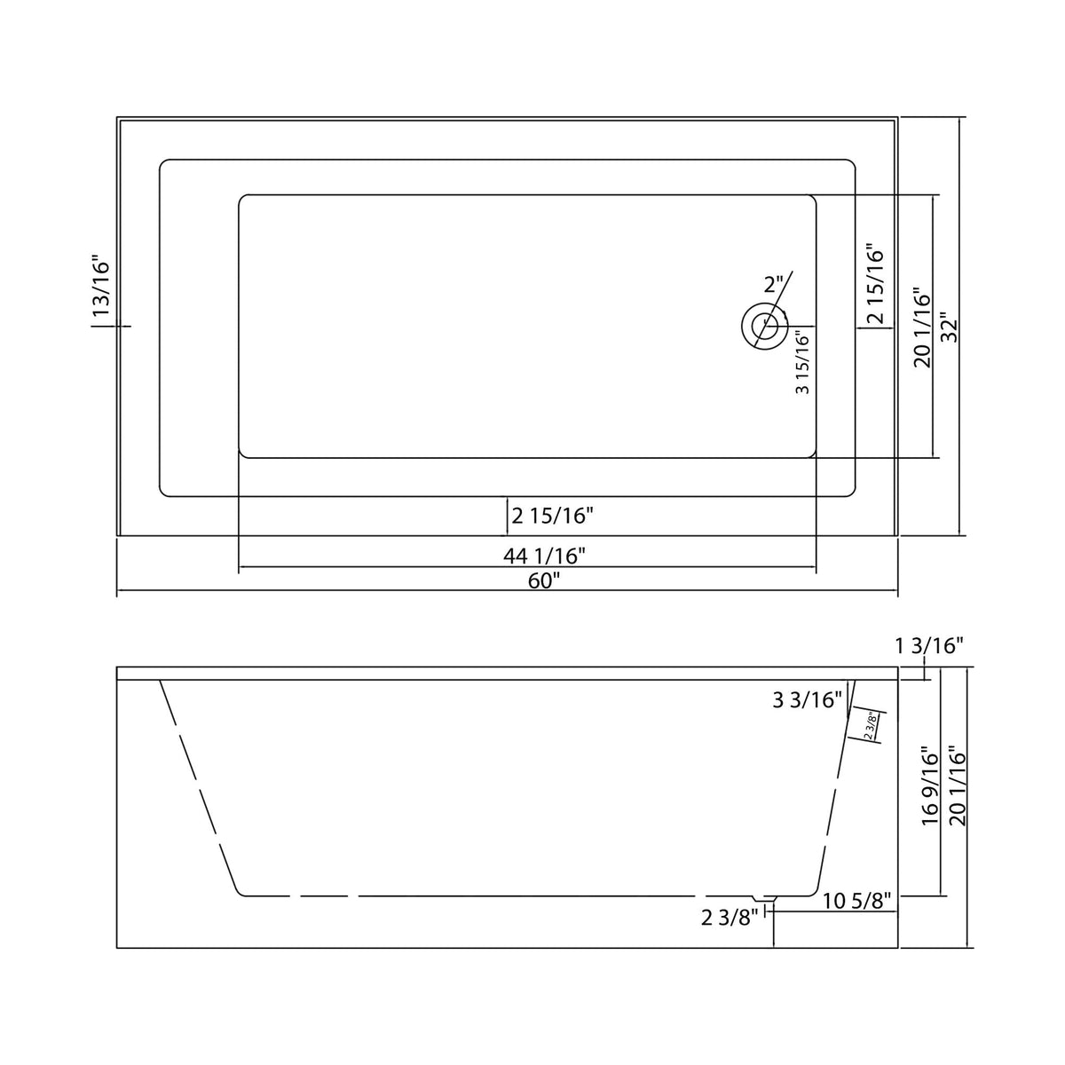 Alcove Soaking Bathtub With Skirt - Back - To - Wall Design - Glossy White