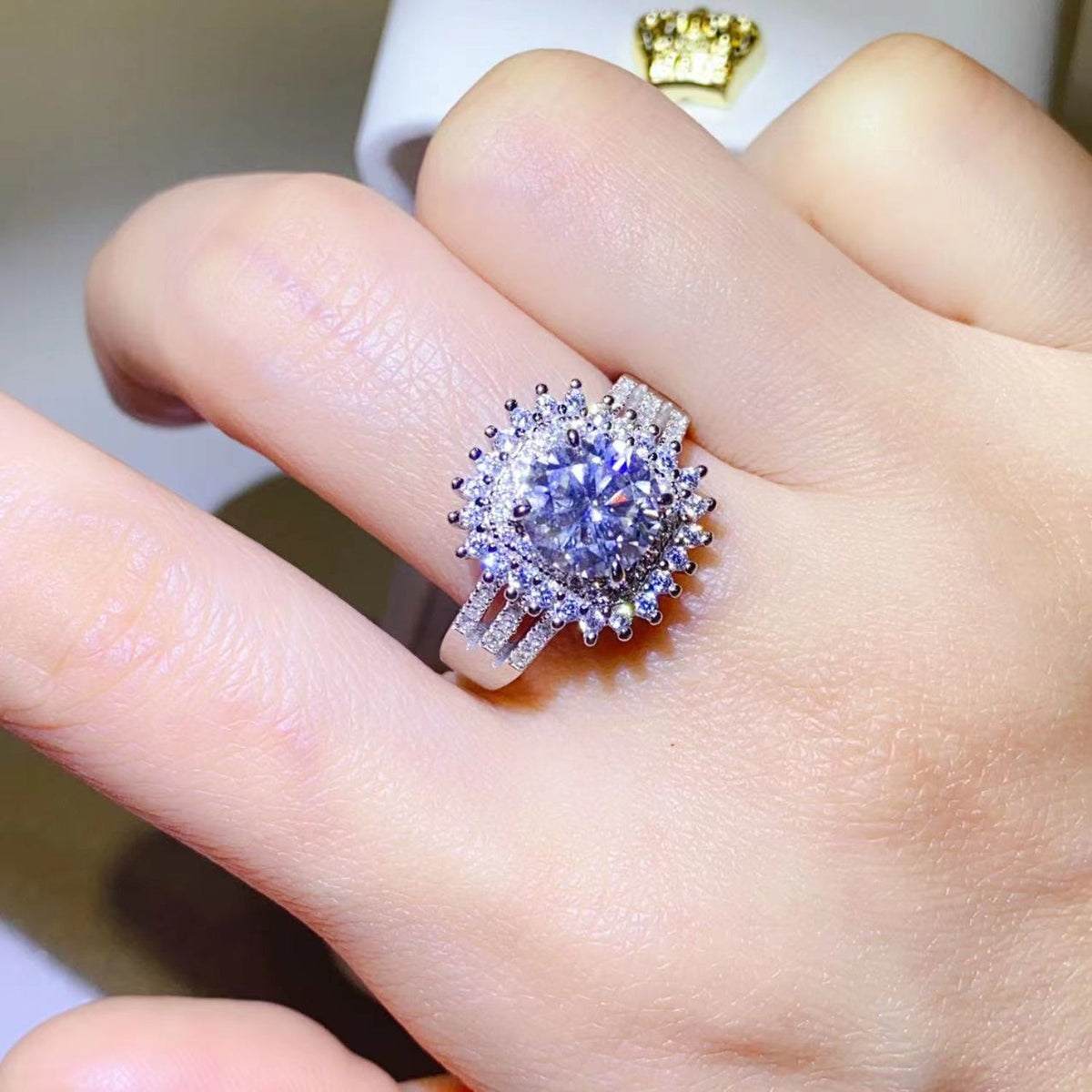2 Carat Sparkala™ Sunburst Pure Sterling Silver Ring