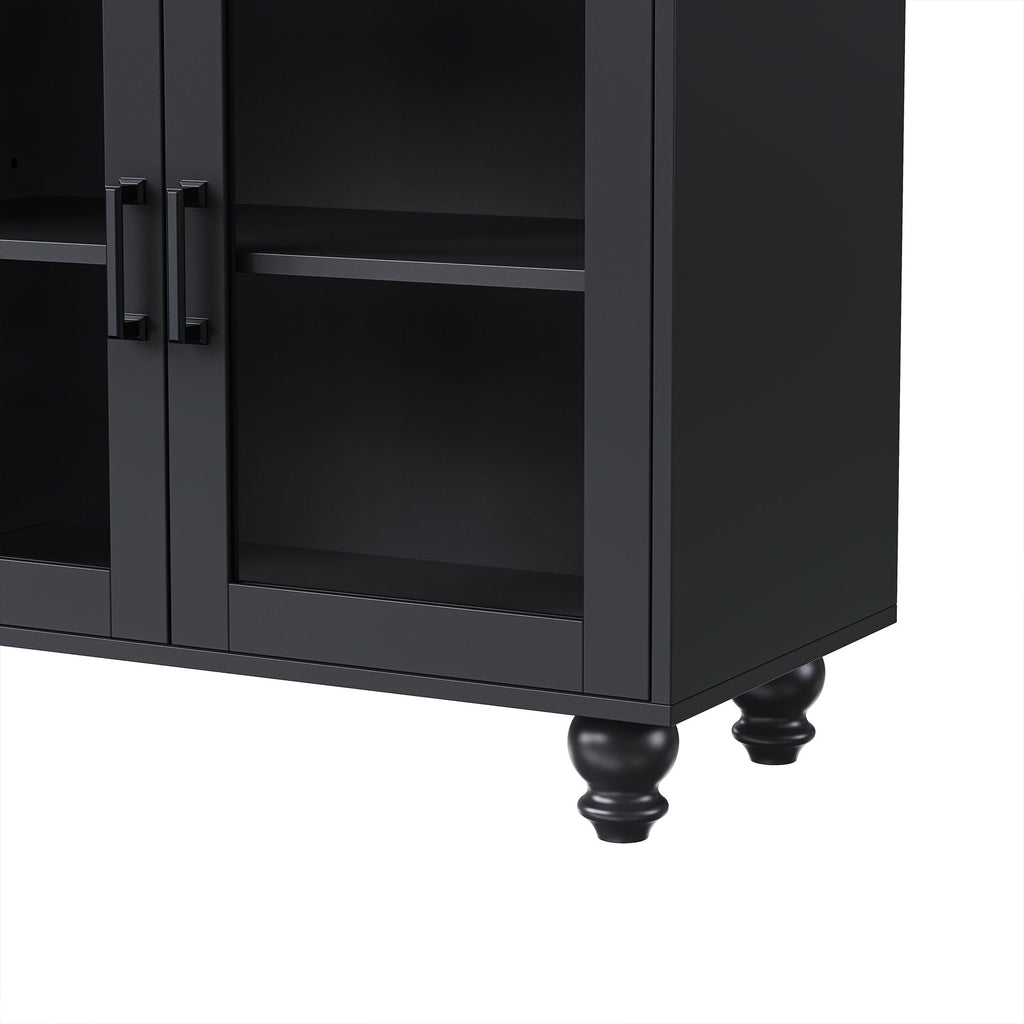 Farmhouse TV Stand With Solid Wood Gourd Shaped Legs For TVs Up To 70"