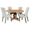 Crux - 5 Piece Round Dining Table Set With Upholstered Chairs - Honey