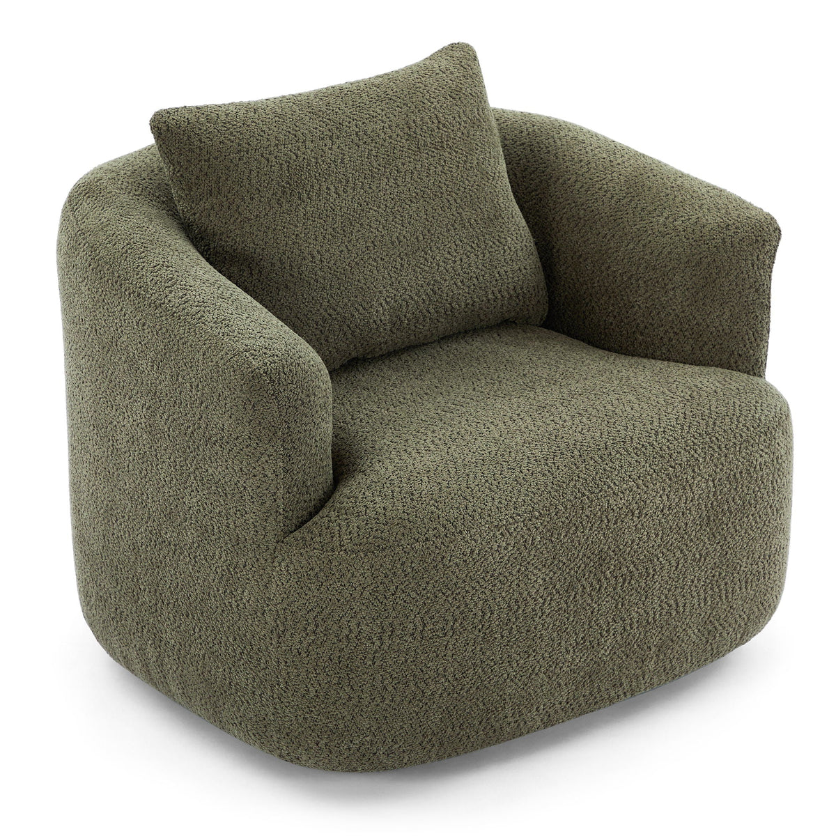 360° Swivel Barrel Sofa Chair With Throw Pillow, Upholstered Accent Chair