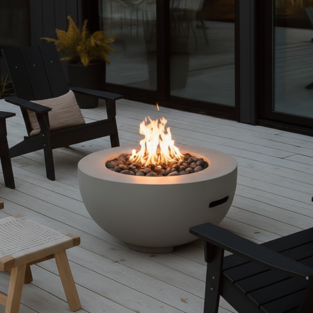 Outdoor Round Propane Fire Pit Table 28-inch, 40,000 BTU