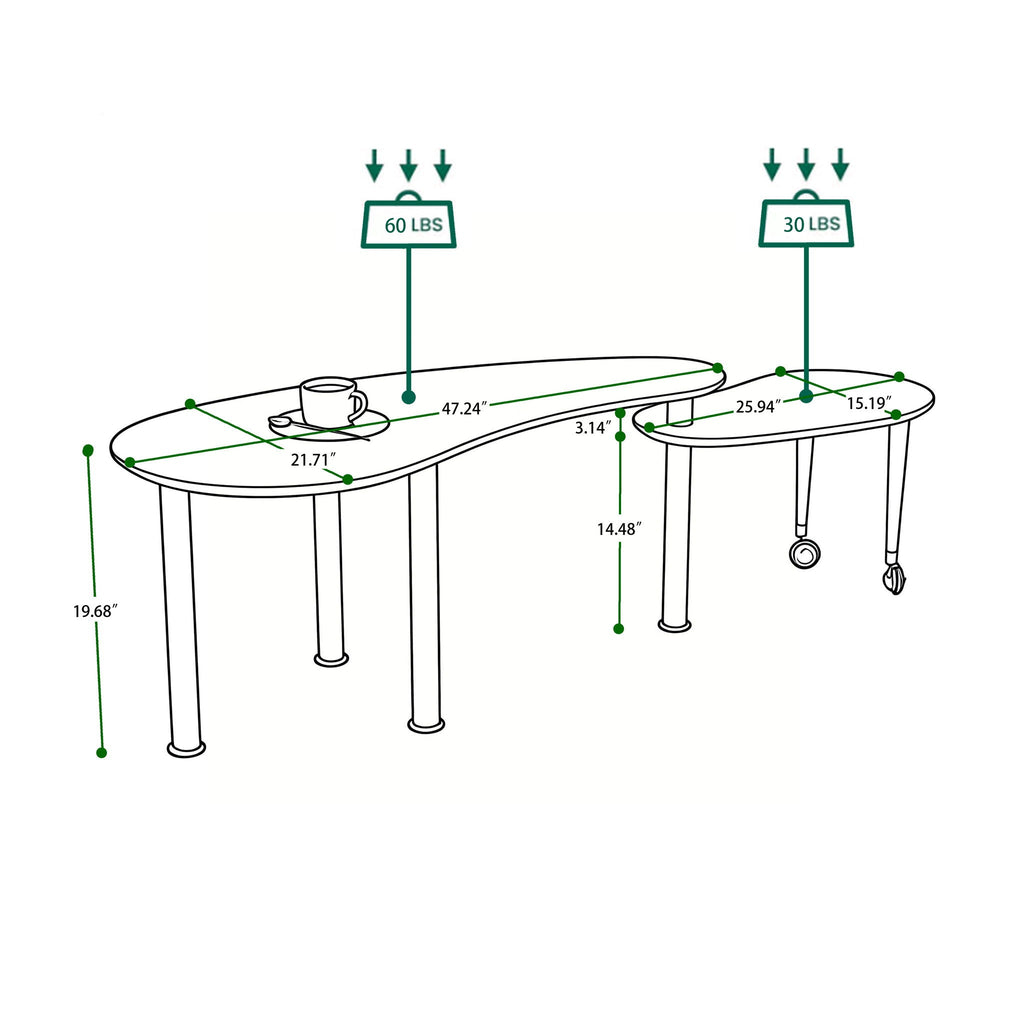 Rotatable Cocktail Table With Solid Legs, 360 Degree Rotating