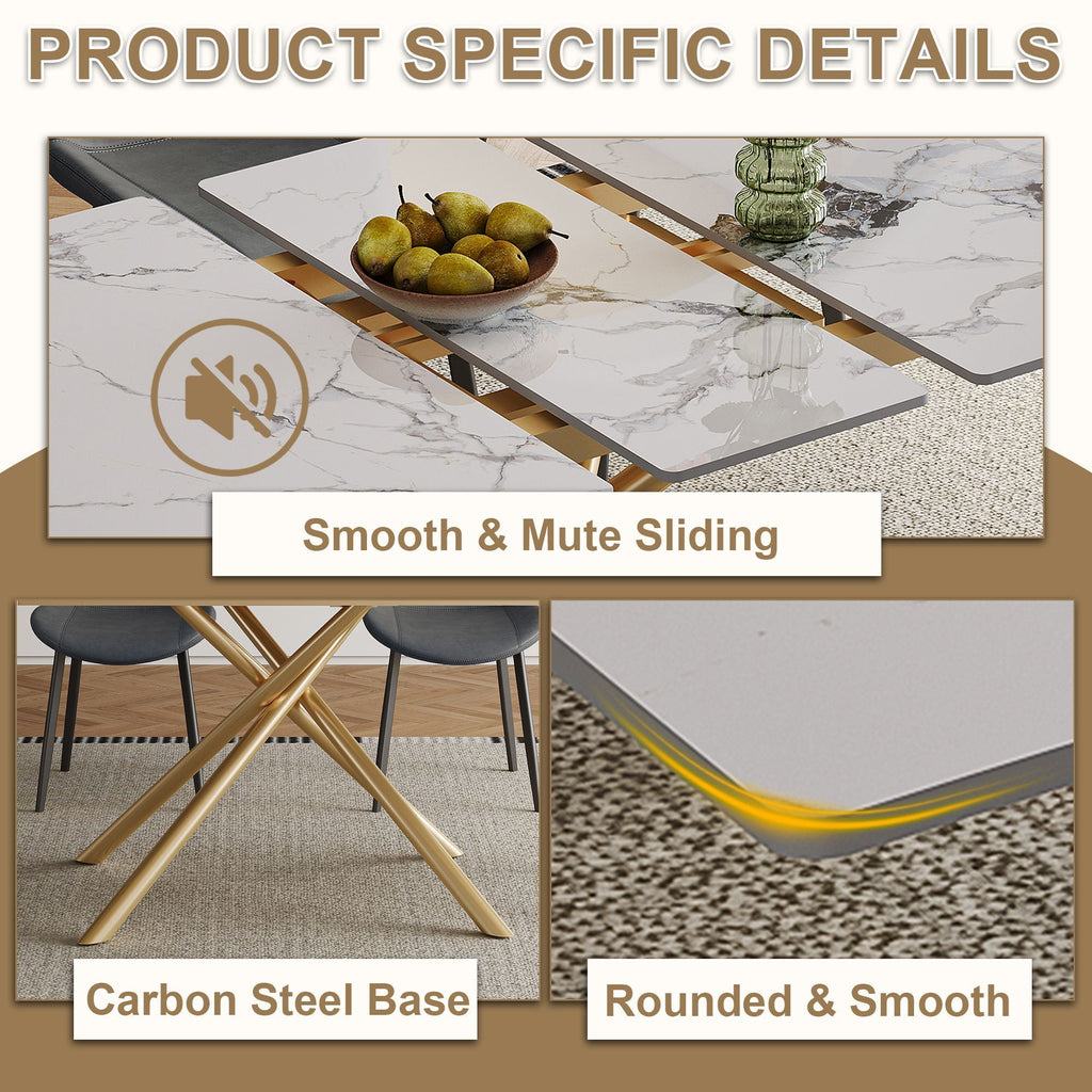 Modern Expandable Dining Table With Retractable Leaf With Chairs