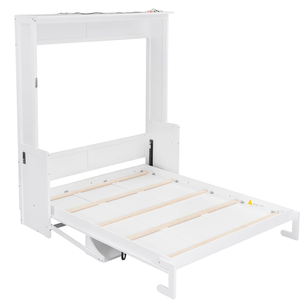 Murphy Bed With Desk, LED Lights & USB Charging Station