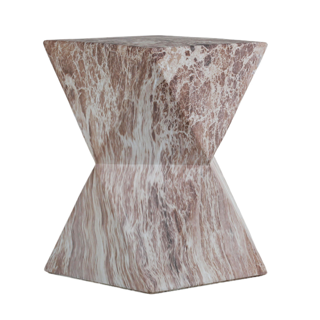 Round Outdoor Geometric End Table - Marble