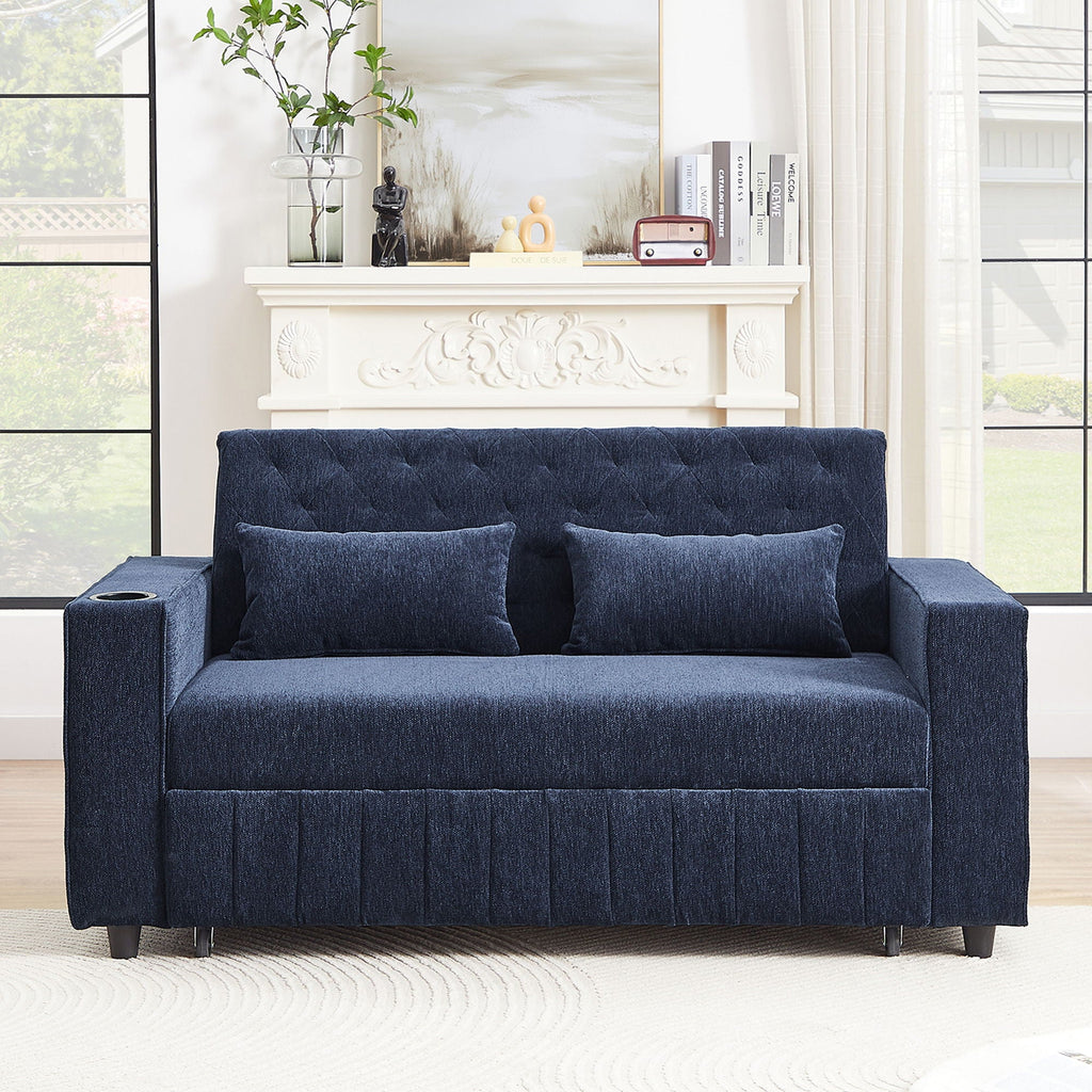 Pull-Out Sofa Bed Convertible Couch With Adjustable Backrest For Living Room