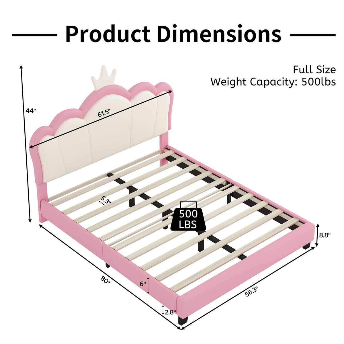Upholstered Princess Platform Bed With Crown Headboard