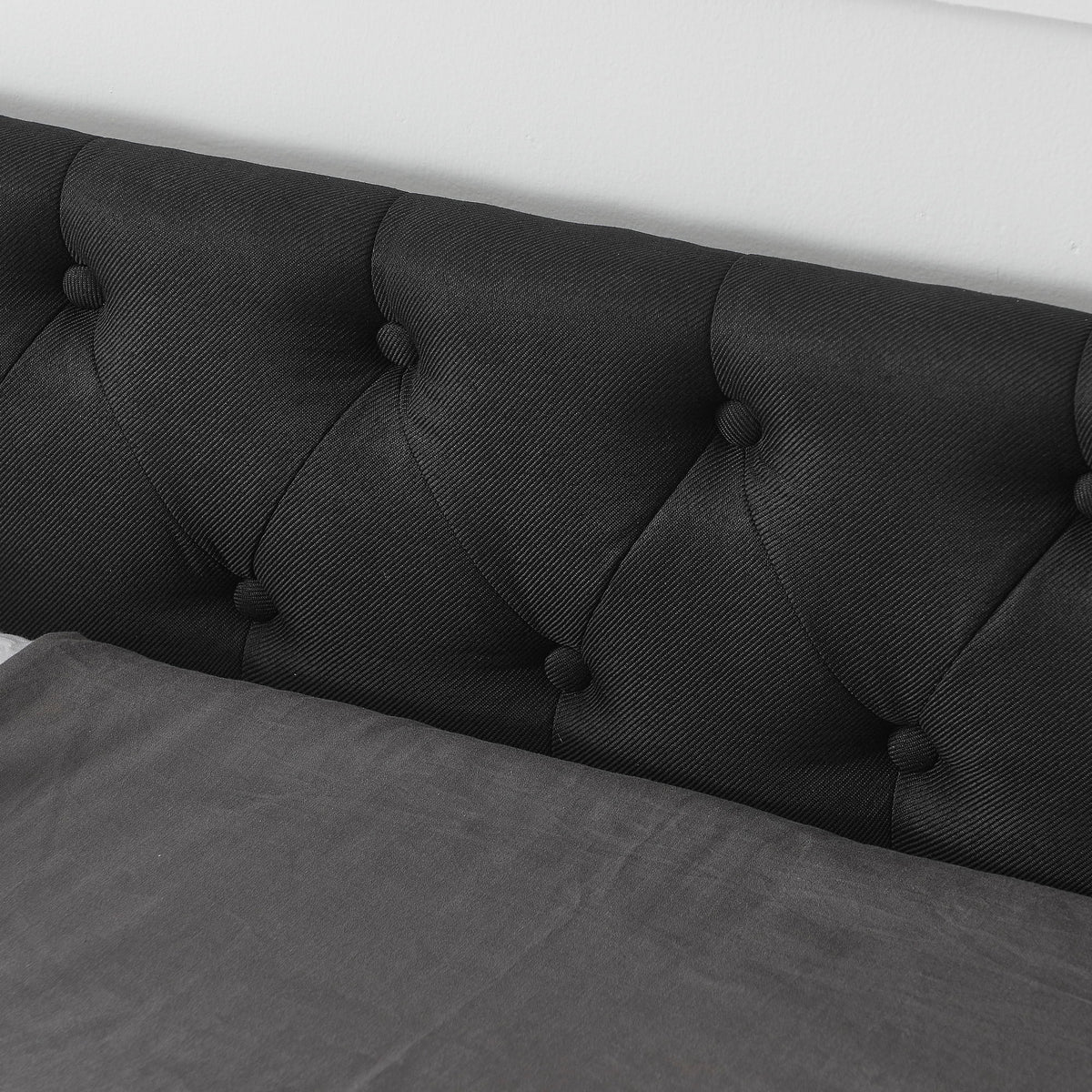Upholstered Tufted Daybed With 2 Drawers, Waved Arms