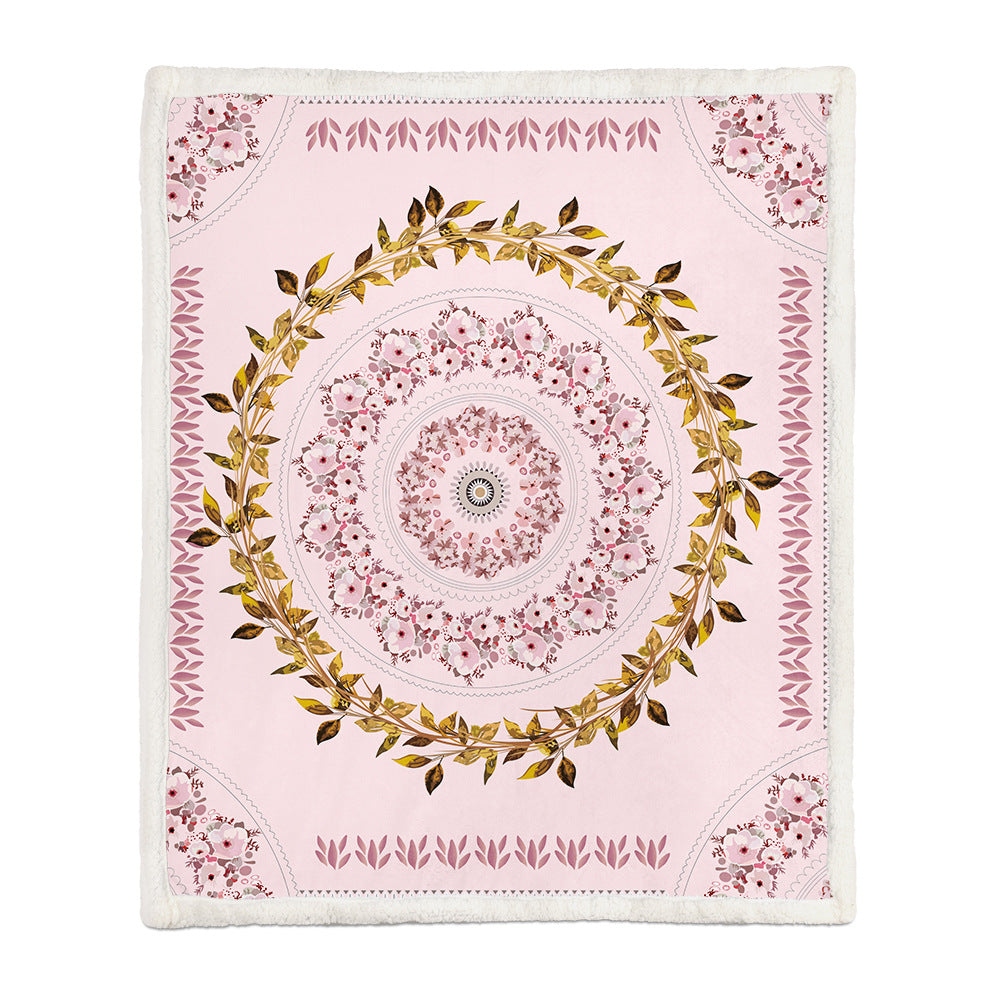 Chinese Floral Flannel Blanket – Soft Printed Throw in Multiple Sizes