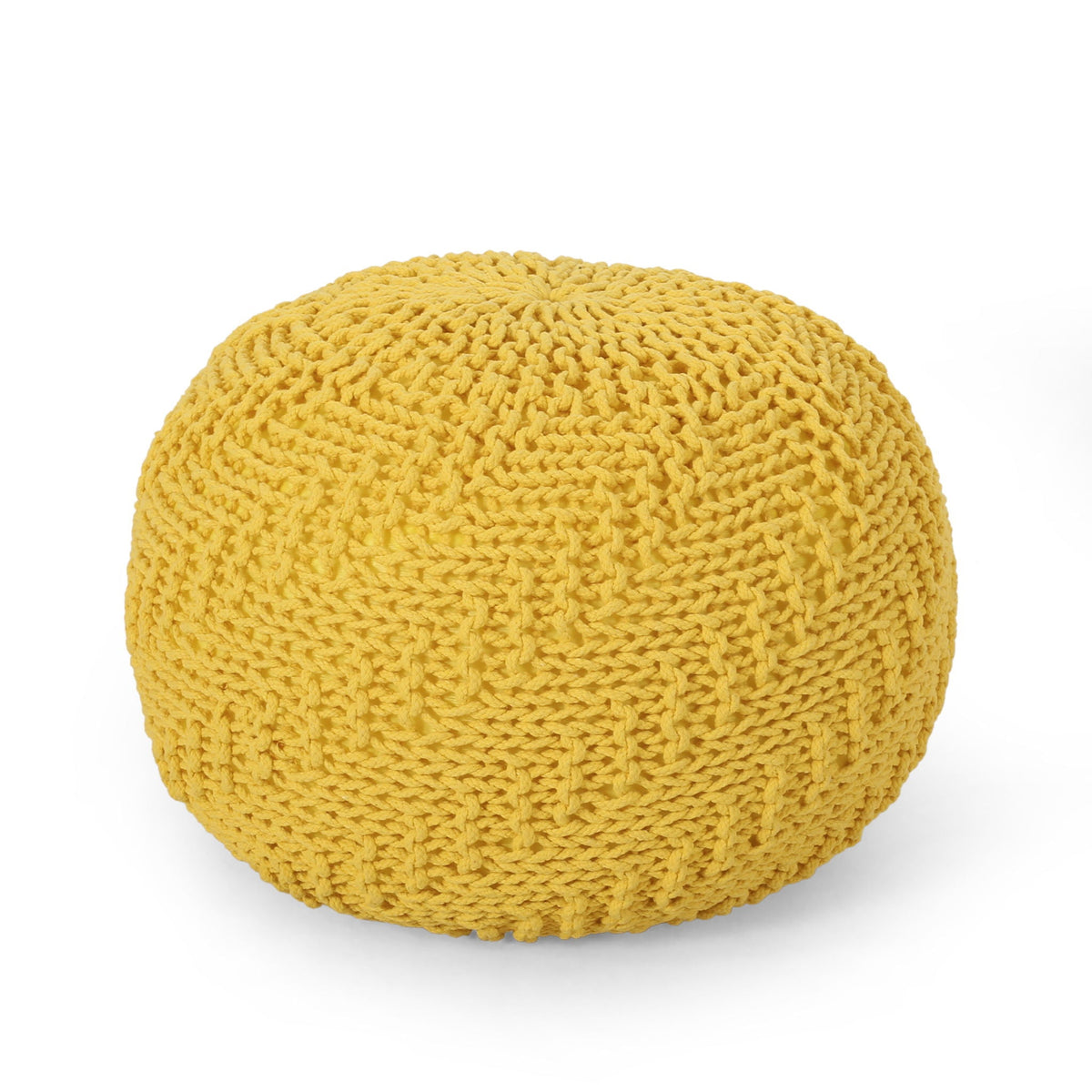 Bordeaux - Knitted Round Pouf Ottoman