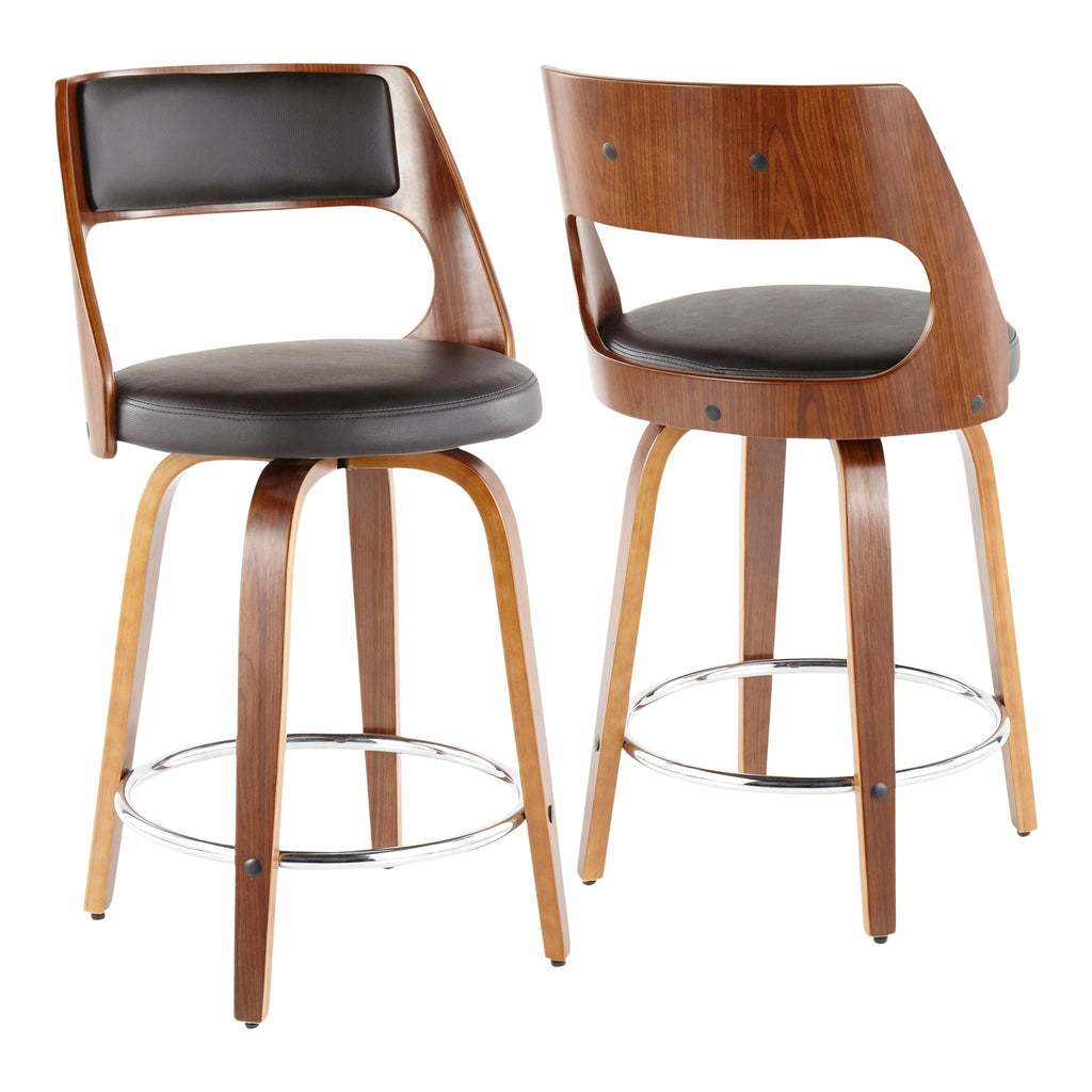 Cecina - Mid-Century Modern Fixed Height Counter Stool With Swivel And Round Footrest (Set of 2)