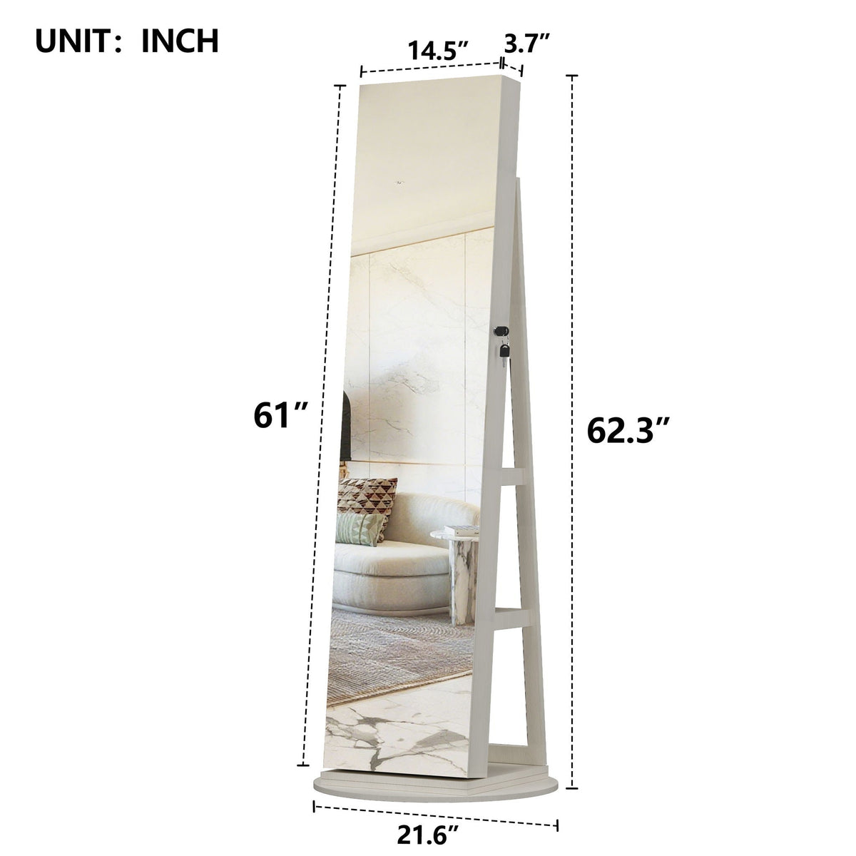Swivel Jewelry Cabinet With Full Length Mirror