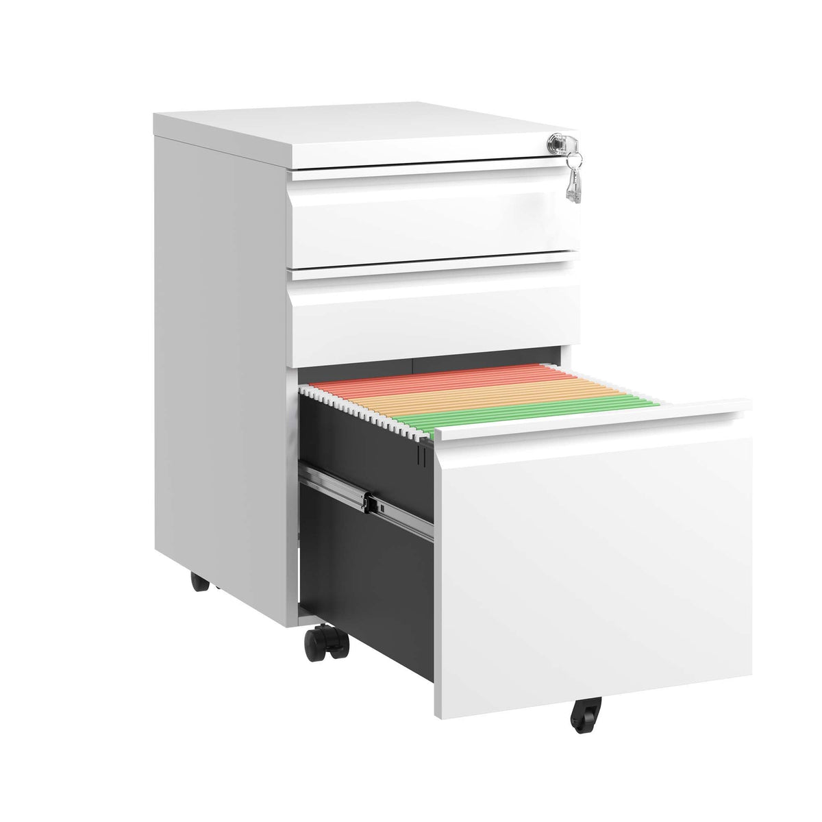 Metal Drawer Mobile File Cabinet With Lock For Home Office Organizer