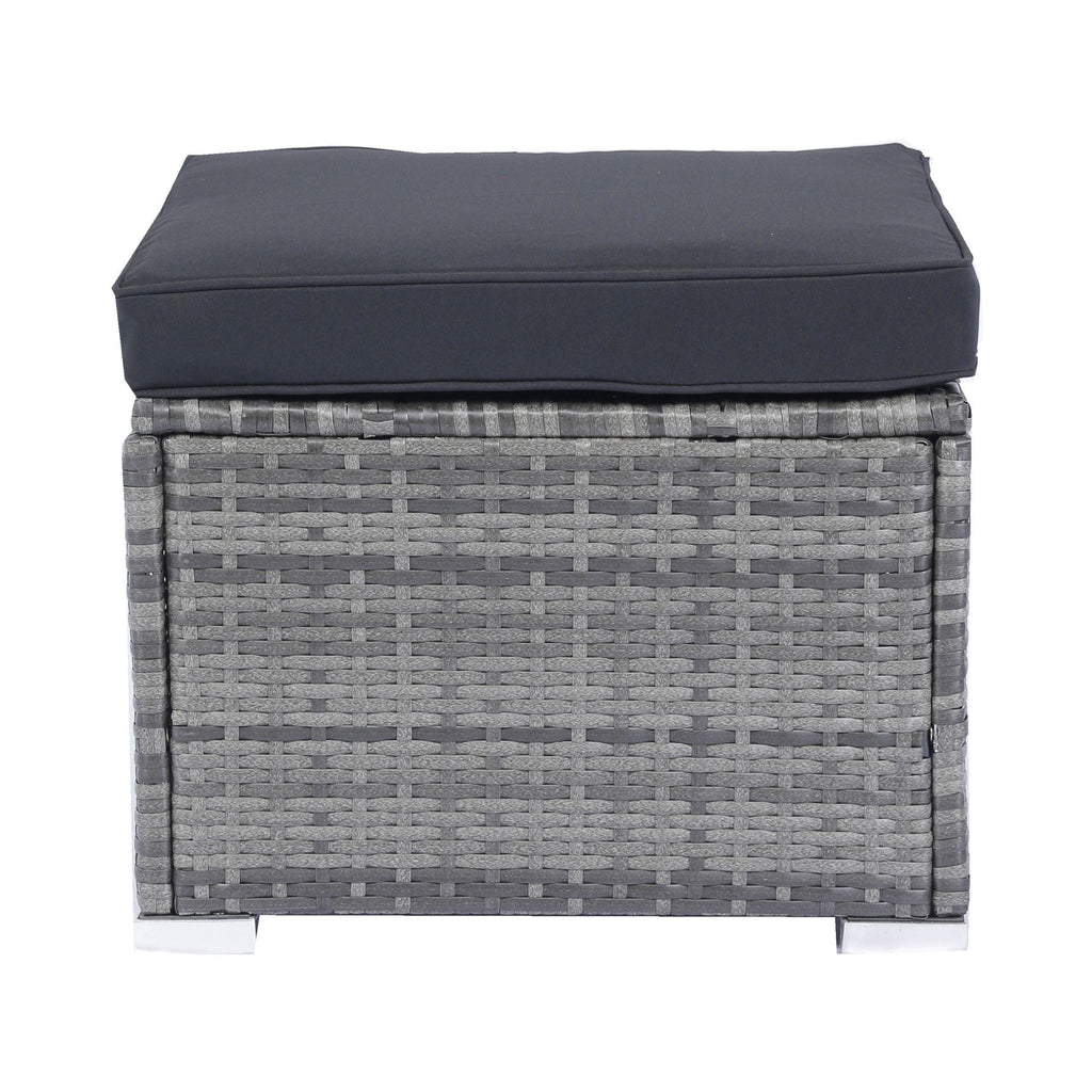 8 Piece Patio Sectional Wicker Rattan Outdoor Furniture Sof Set With One Storage Box Under Seat And Cushion Box - Gray / Black