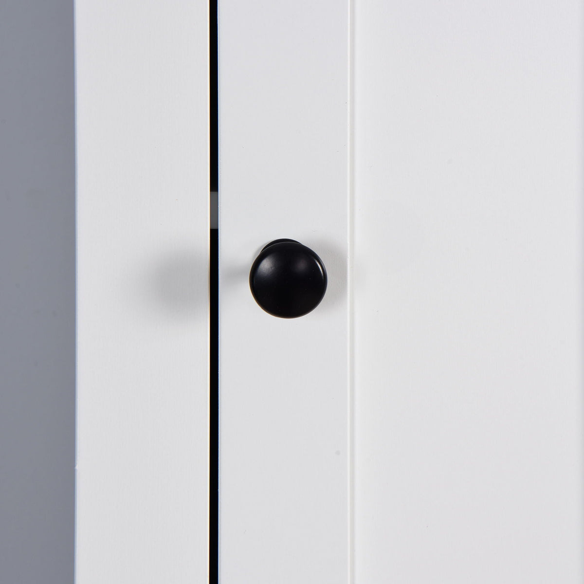 Wooden Bathroom Floor Storage Cabinet With 2 Doors And 6 Shelves - White