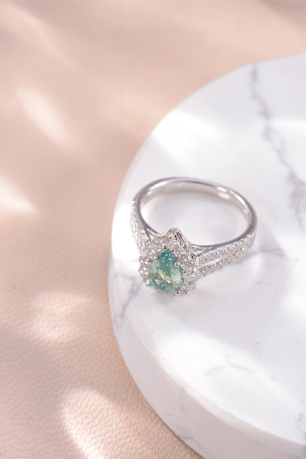 1 Carat Pear Cut Blue Pear-Cut Sparkala™ Platinum Over Pure Sterling Silver Ring