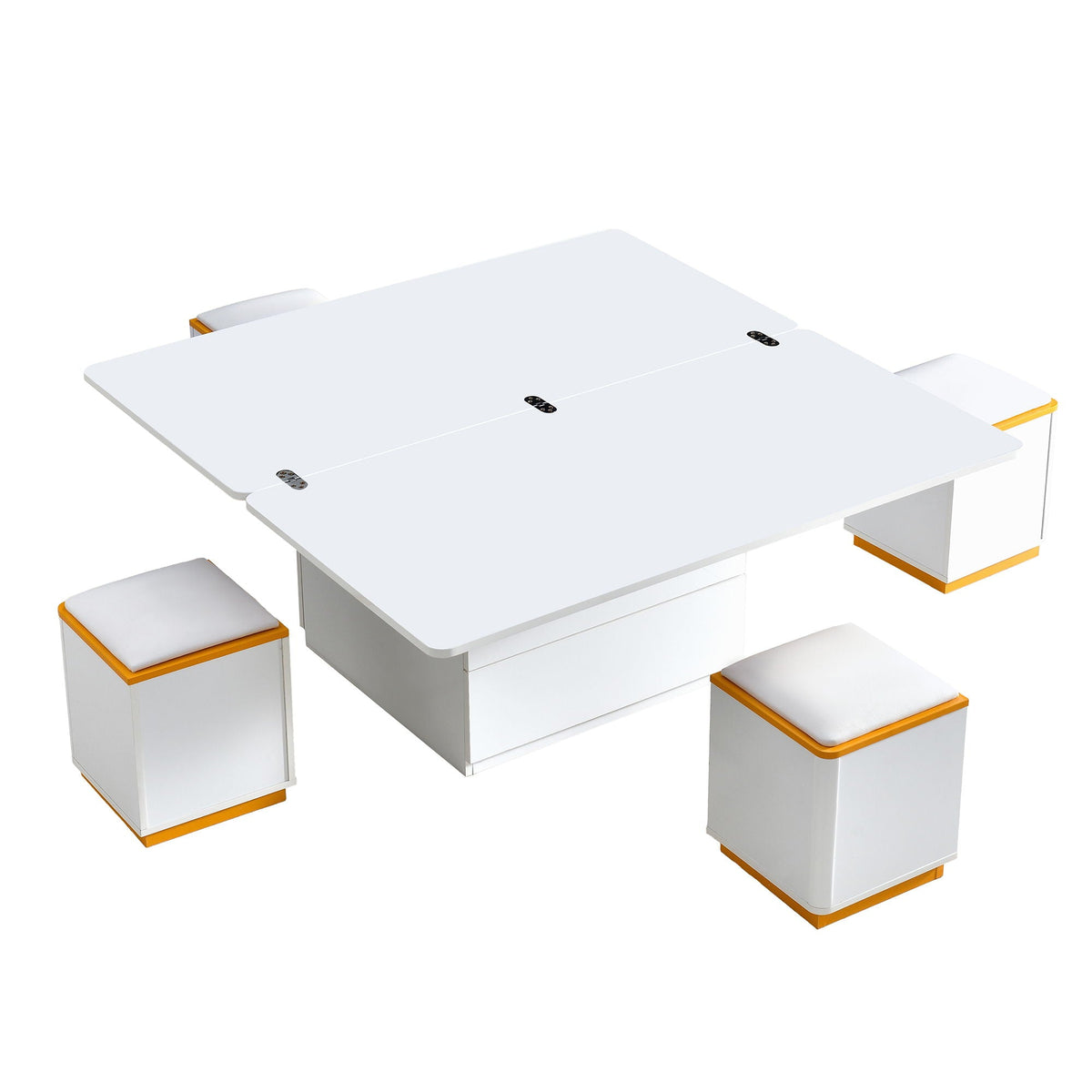 Lift Top Coffee Table With 4 Storage Stools