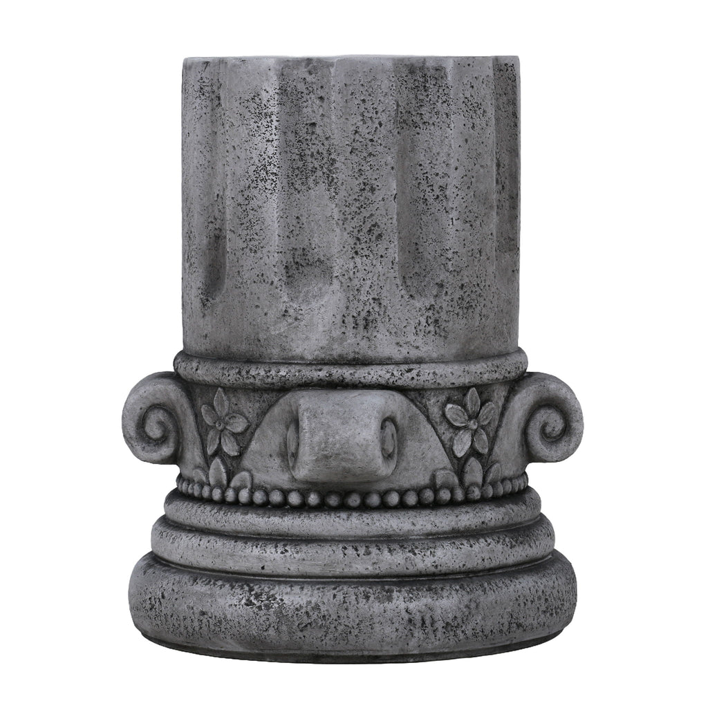 Outdoor End Table, Round Side Table For Patio And Garden - Antique Gray