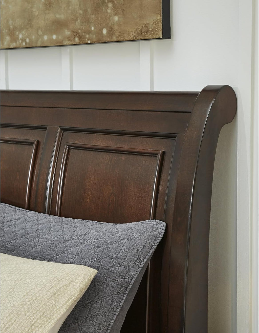 Signature Design by Ashley Porter Traditional 2-Drawer King Sleigh Storage Bed with Bun Feet, Foundation or Box Spring Not Needed, Dark Brown
