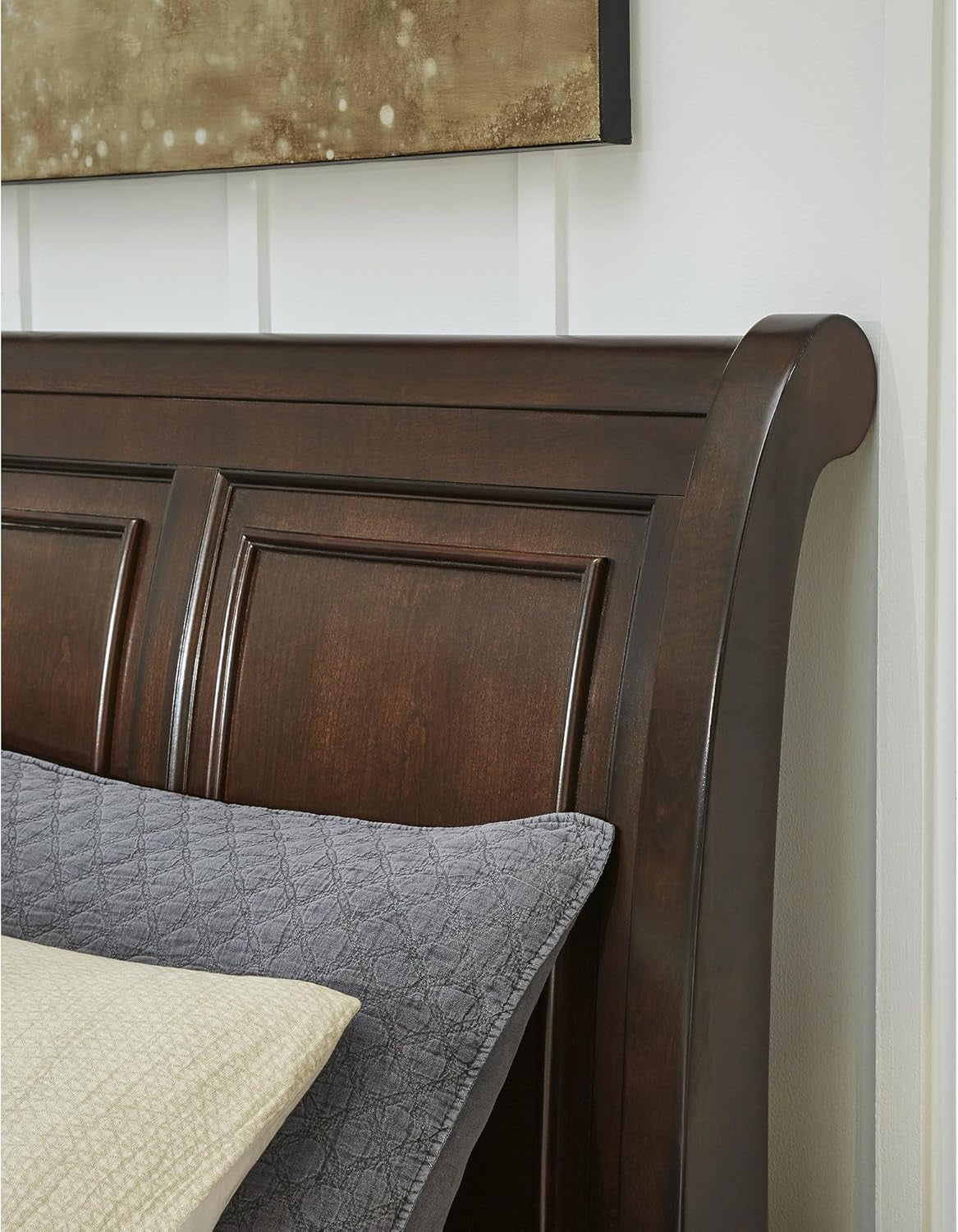 Signature Design by Ashley Porter Traditional 2-Drawer King Sleigh Storage Bed with Bun Feet, Foundation or Box Spring Not Needed, Dark Brown
