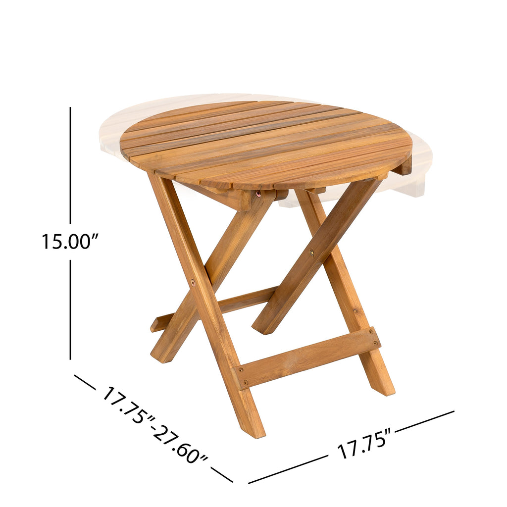 Patio Conversation Set with Foldable Acacia Wood Side Table and Cushions