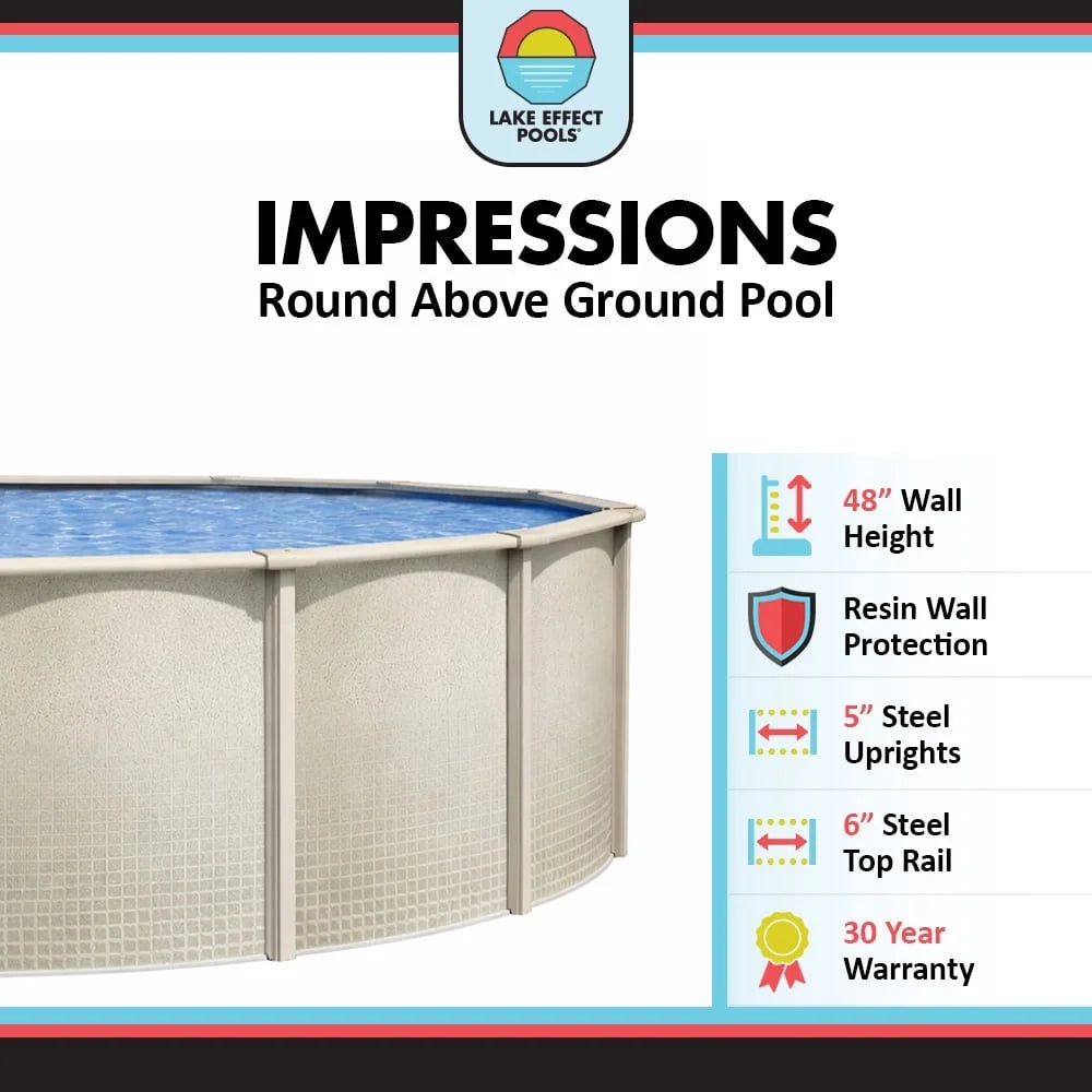 Impressions 18' round X 48" Wall Above-Ground Swimming Pools, Full Start-Up Kit