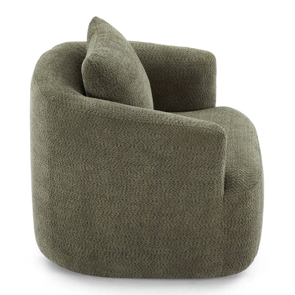 360° Swivel Barrel Sofa Chair With Throw Pillow, Upholstered Accent Chair