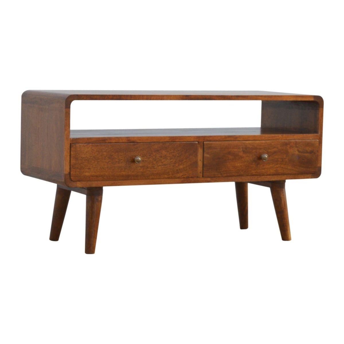 Solid Wood Curved Media Unit