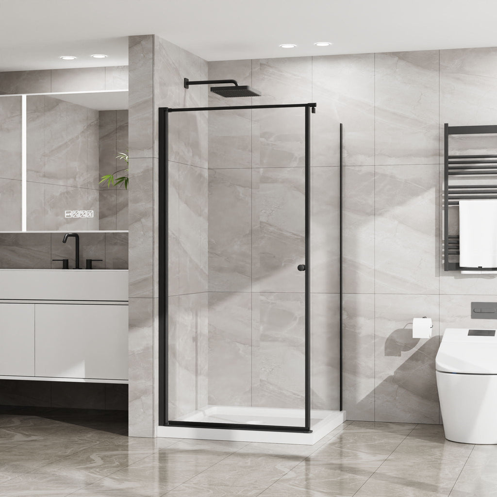 Goodyo - Frameless Corner Shower Door - Matte Black